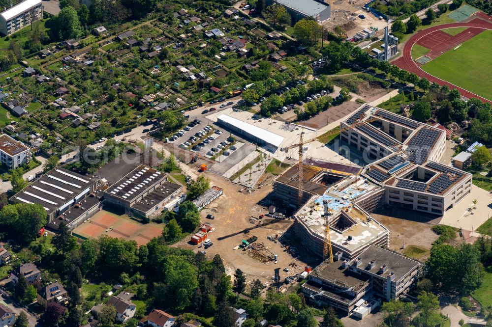 Freiburg im Breisgau from the bird's eye view: New construction site of the school building Staudinger-Gesamtschule in the district Haslach in Freiburg im Breisgau in the state Baden-Wuerttemberg, Germany