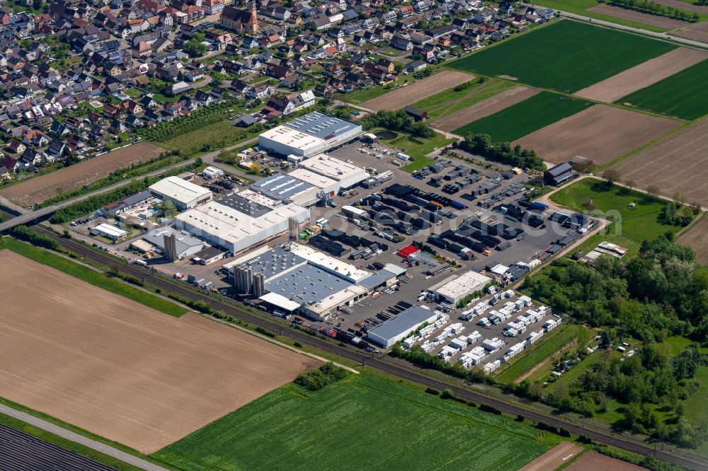 Aerial image Ringsheim - Building and production halls on the premises of SIMONA AG Ringsheim in Ringsheim in the state Baden-Wurttemberg, Germany