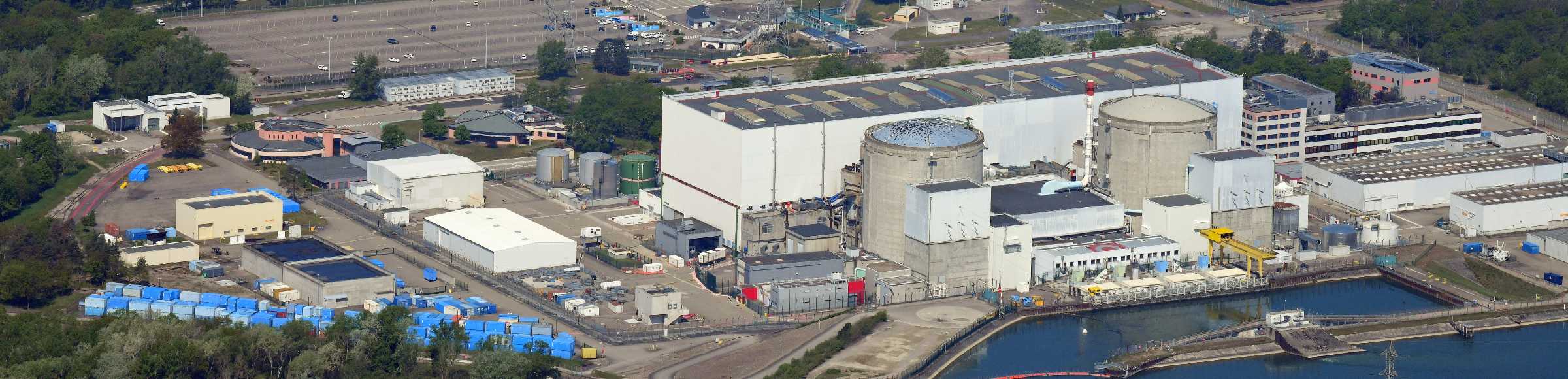 The nuclear power plant in Fessenheim in France on the Upper Rhine on the shore of the Grand Canal d'Alsace is the oldest nuclear power plant in France