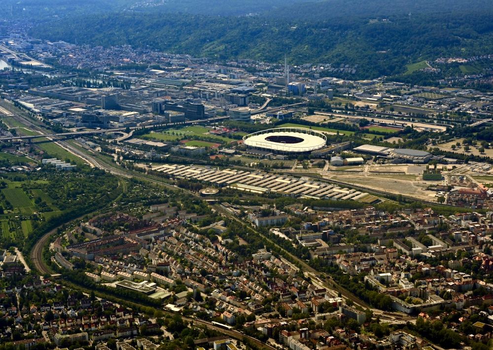 Aerial image - Sportstätten-Gelände der Arena des Stadion Mercedes Benz Arena mit Umgebung in Stuttgart im Bundesland Baden-Württemberg, Deutschland