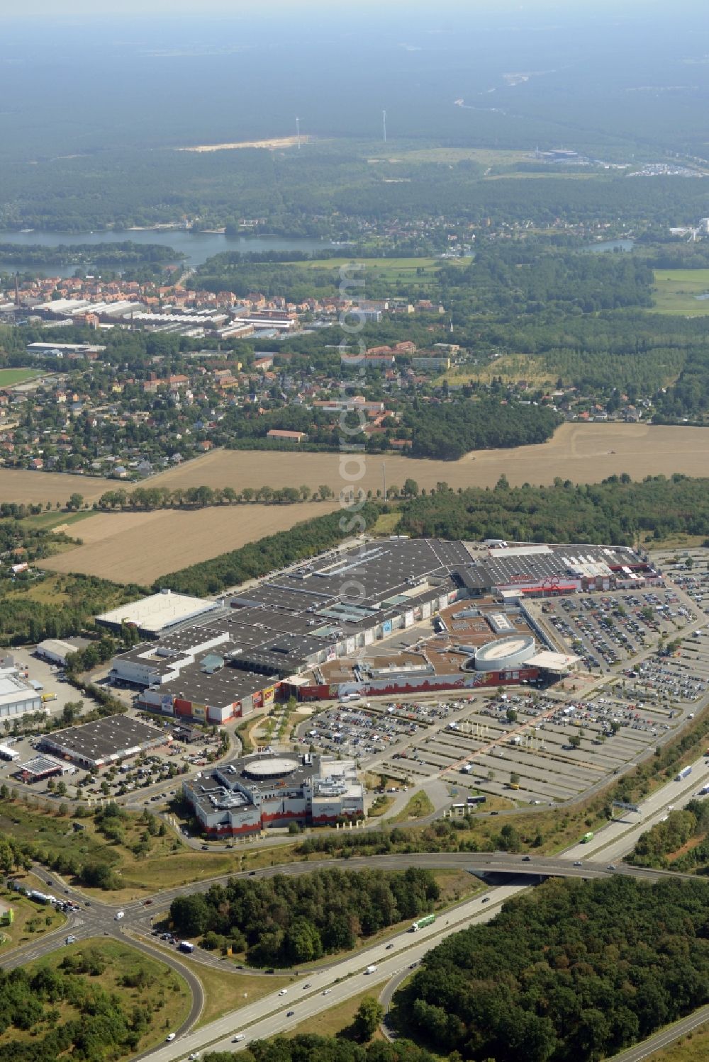 Aerial photograph Wildau - A10 motorway at the Center Federal BAB A10 in Wildau in Brandenburg