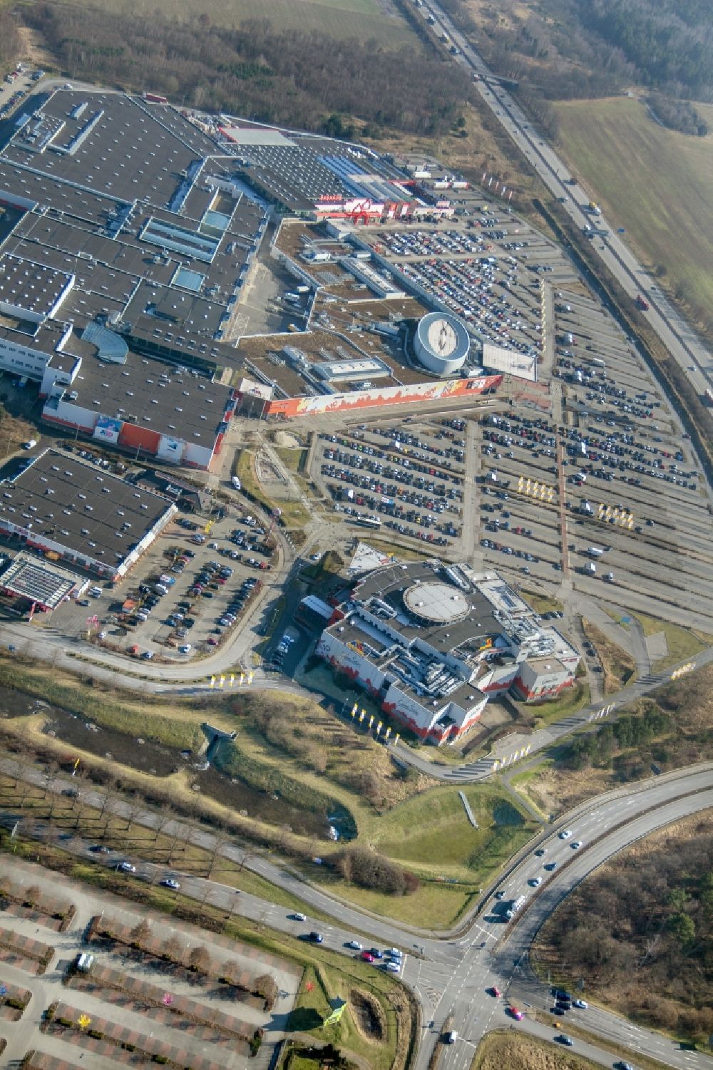 Aerial image Wildau - A10 motorway at the Center Federal BAB A10 in Wildau in Brandenburg