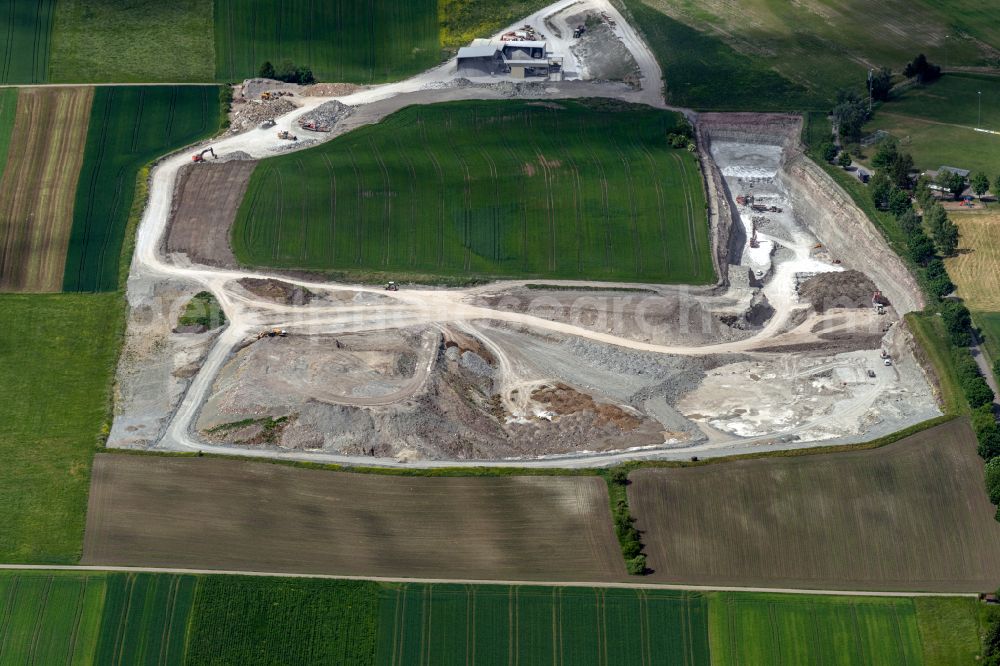 Aerial image Dietingen - Quarry for the mining and handling of Gipsbruch Dietingen-Boehringen in Dietingen in the state Baden-Wuerttemberg, Germany