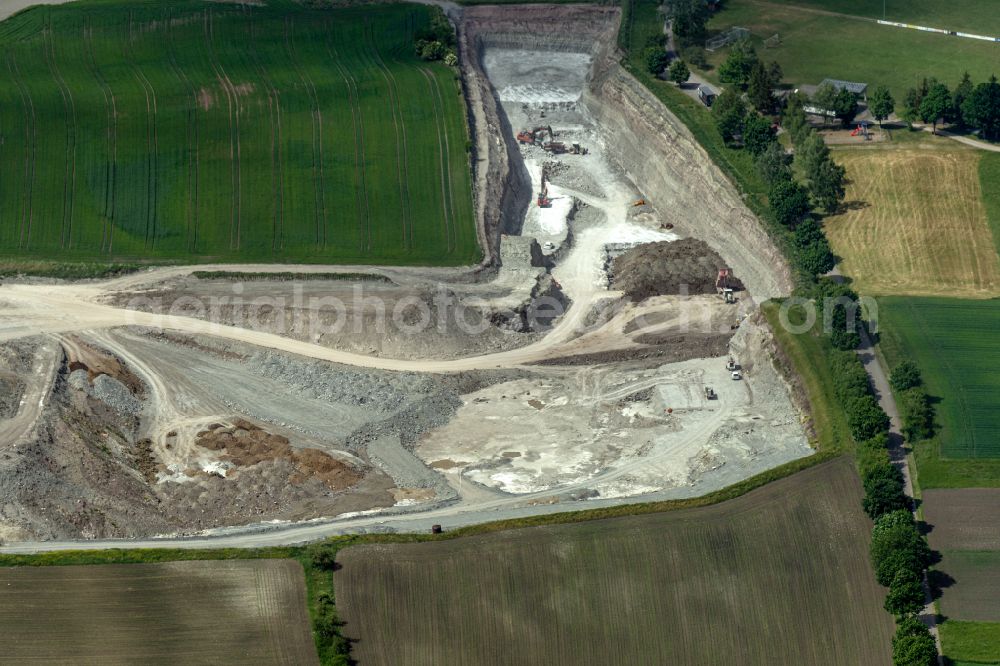 Aerial photograph Dietingen - Quarry for the mining and handling of Gipsbruch Dietingen-Boehringen in Dietingen in the state Baden-Wuerttemberg, Germany