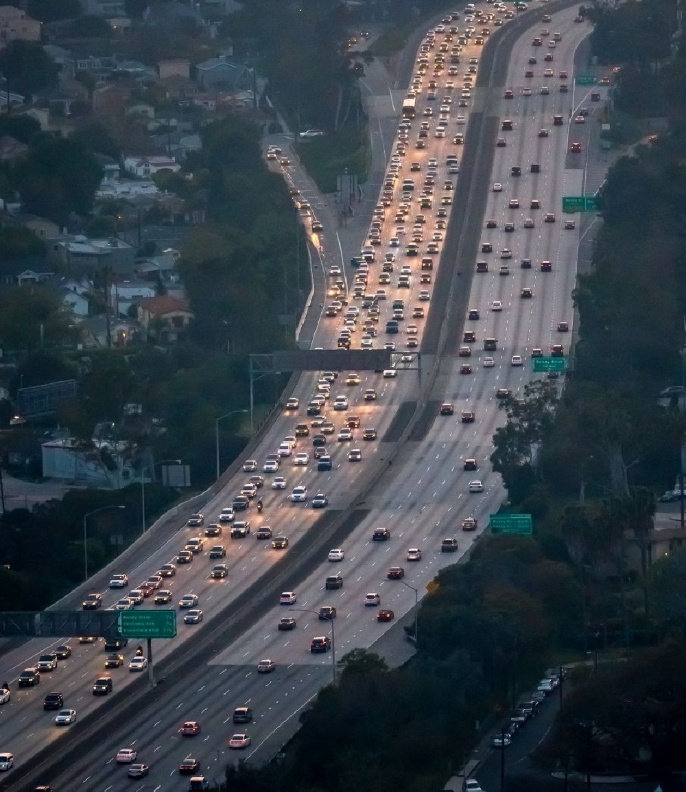 Los Angeles from above - Evening traffic on Santa Monica Freeway Interstate 10 in Los Angeles in California, USA