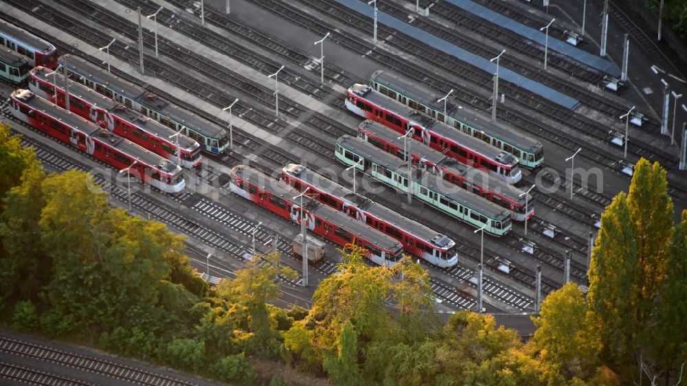 Aerial image Bonn - Parked trams in the Dransdorf depot in the state North Rhine-Westphalia, Germany