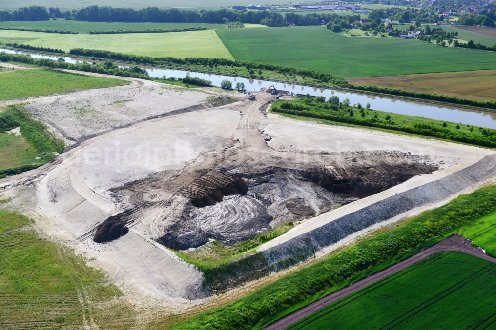 Aerial photograph Nielebock-Seedorf - Deposition surfaces at the Elbe-Havel Canal near by Nielebock-Seedorf in the state Saxony-Anhalt