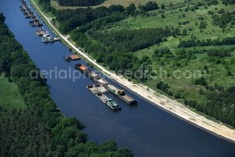 Ihleburg from above - Deposition surfaces at the riverside of the Elbe-Havel Canal near by Ihleburg in Saxony-Anhalt