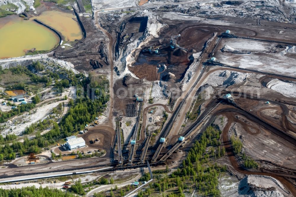 Aerial photograph Regis-Breitingen - Layers of a mining waste dump Tagebau Vereinigtes Schleenhain in Regis-Breitingen in the state Saxony, Germany