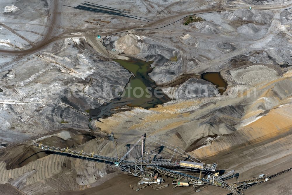 Aerial image Regis-Breitingen - Layers of a mining waste dump Tagebau Vereinigtes Schleenhain in Regis-Breitingen in the state Saxony, Germany