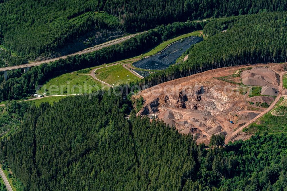 Titisee-Neustadt from the bird's eye view: Layers of a mining waste dump in Titisee-Neustadt in the state Baden-Wuerttemberg, Germany