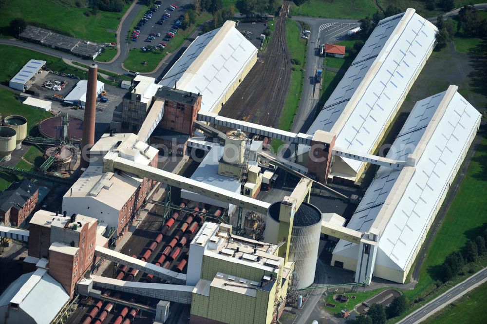 Aerial photograph Neuhof - Tailings and production of salt mining in Neuhof