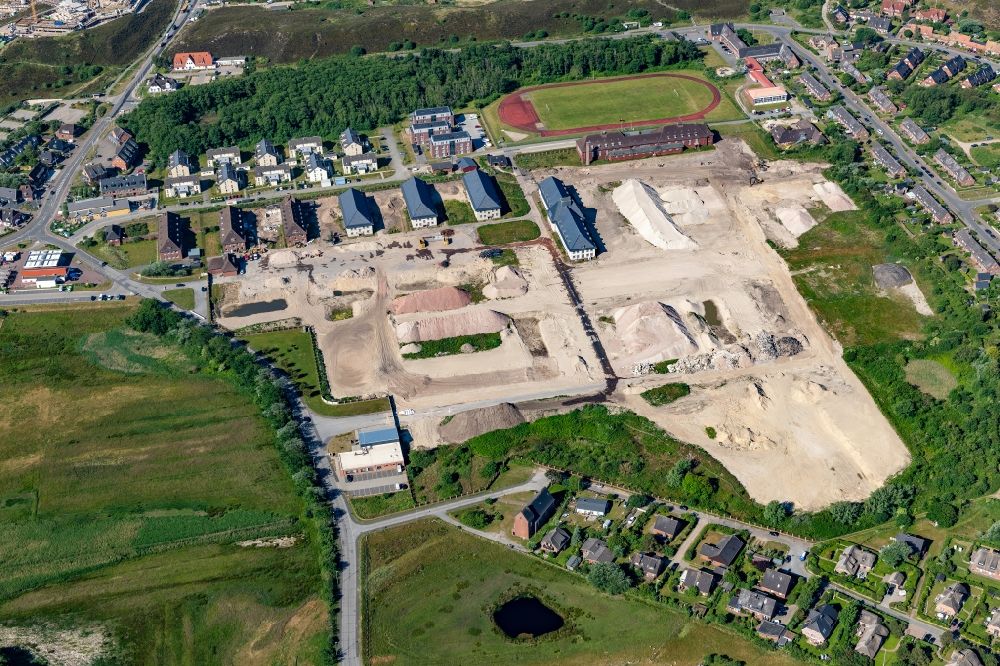 Aerial photograph List - Demolition and clearance work on the building complex of the former military barracks of german army in the district Havneby in List on the island of Sylt in the state Schleswig-Holstein, Germany