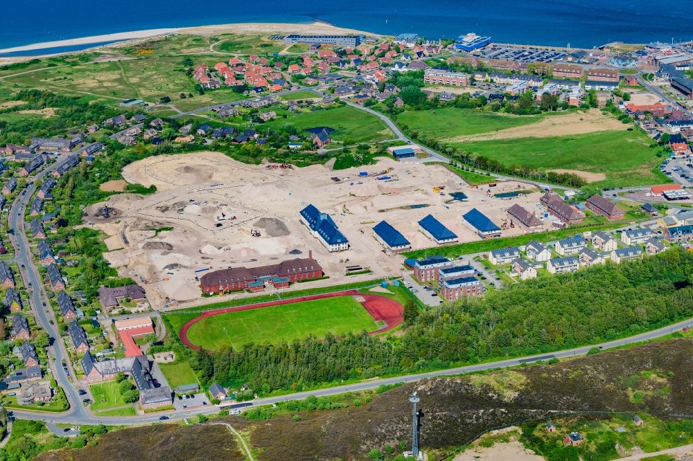 Aerial image List - Demolition and clearance work on the building complex of the former military barracks of german army in the district Havneby in List on the island of Sylt in the state Schleswig-Holstein, Germany