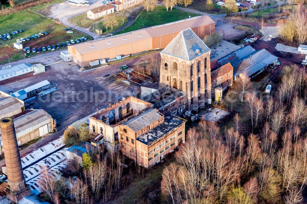 Aerial photograph Epinac - Demolition work on the conveyors and mining pits at the former headframe of iron foundry in Epinac in Bourgogne-Franche-Comte, France