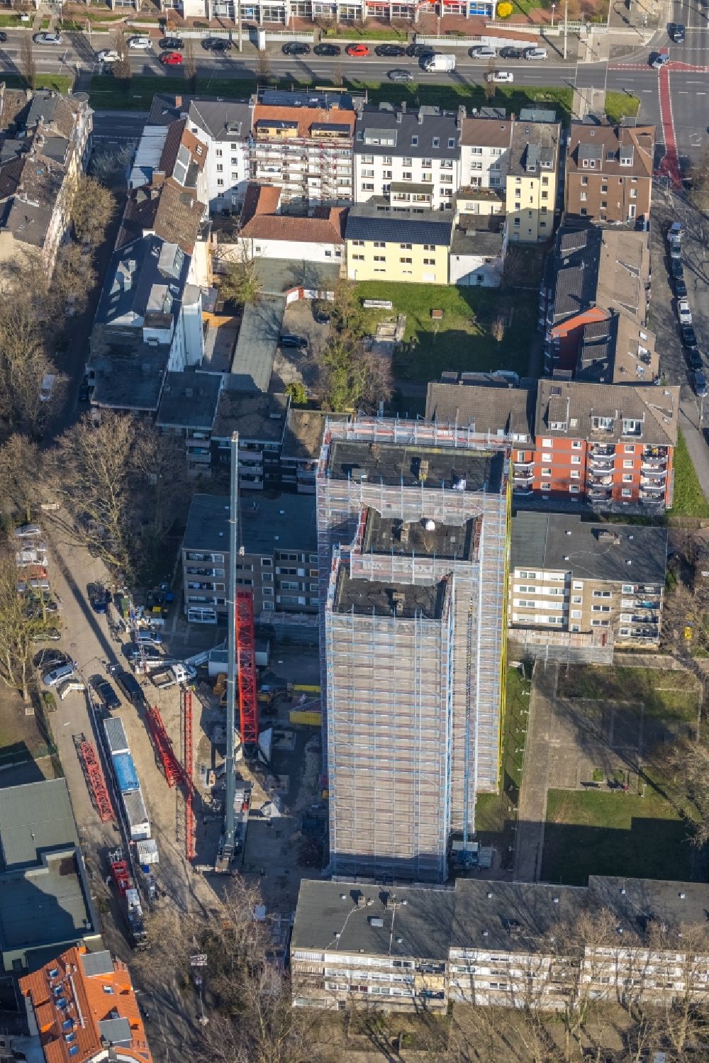 Dortmund from above - Dismantling of high-rise buildings on Heiligegartenstrasse - Kielstrasse in the district Nordmarkt-Sued in Dortmund at Ruhrgebiet in the state North Rhine-Westphalia, Germany