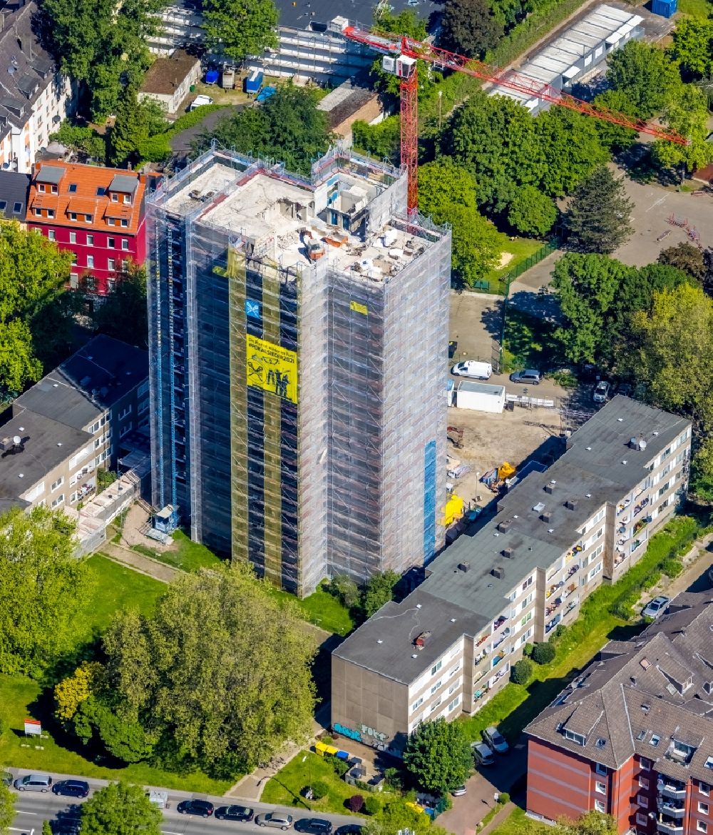 Aerial photograph Dortmund - Dismantling of high-rise buildings on Heiligegartenstrasse - Kielstrasse in the district Nordmarkt-Sued in Dortmund at Ruhrgebiet in the state North Rhine-Westphalia, Germany