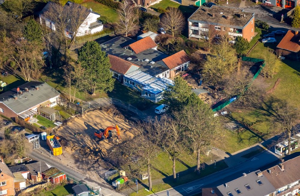 Aerial photograph Hamm - Demolition and disposal work on the remains of the ruins on Uentroper Dorfstrasse - An der Uentroper Kirche in the district Uentrop in Hamm in the state North Rhine-Westphalia, Germany