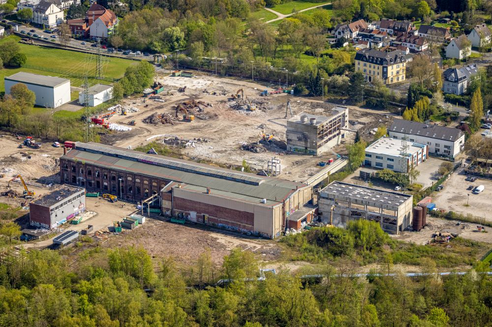 Aerial image Bochum - Demolition work on the industrial site of the former RWE power plant on Prinz-Regent-Strasse in the district Wiemelhausen in Essen in the Ruhr area in the state North Rhine-Westphalia, Germany