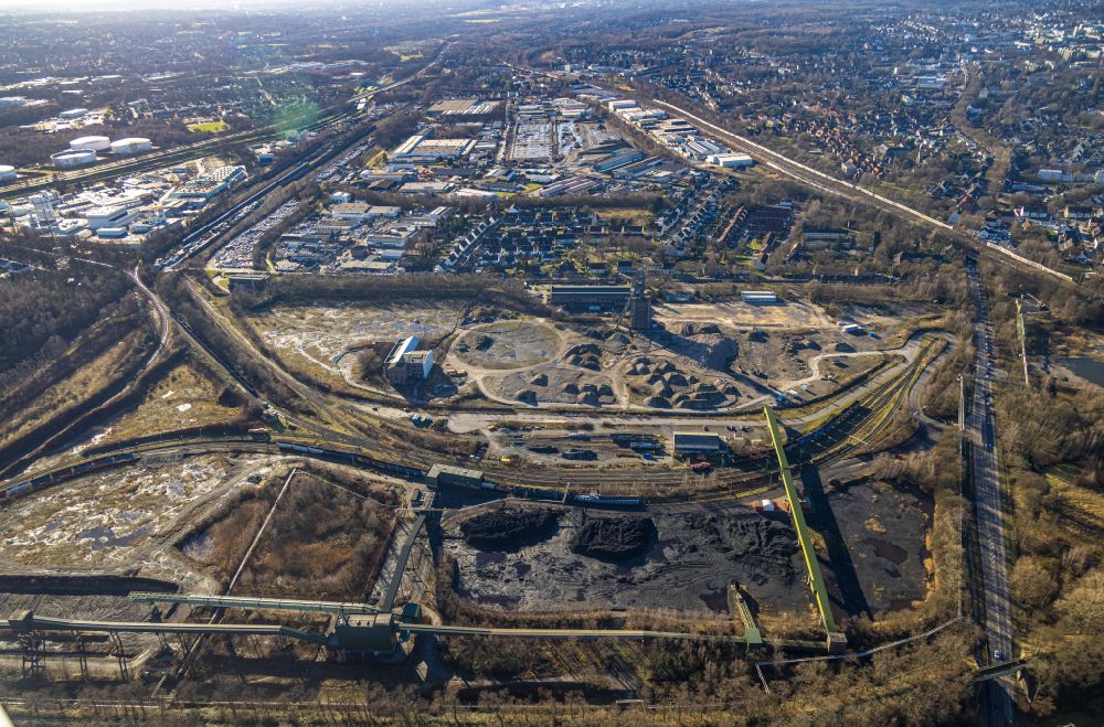 Aerial photograph Bottrop - Demolition work on the site of the Industry- ruins Industrial monument Malakoff Tower on the former Prosper colliery on street Knappenstrasse in Bottrop at Ruhrgebiet in the state North Rhine-Westphalia, Germany