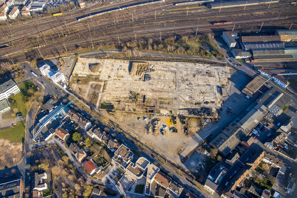 Aerial photograph Hamm - Demolition work on a site on Wilhelmstrasse in Hamm in the Ruhr area in the state of North Rhine-Westphalia, Germany