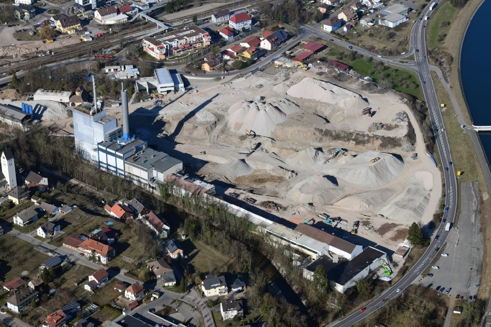 Aerial image Albbruck - Demolition work on the site of the Industry- ruins the former paper mill in the district Metteberberg in Albbruck in the state Baden-Wurttemberg, Germany