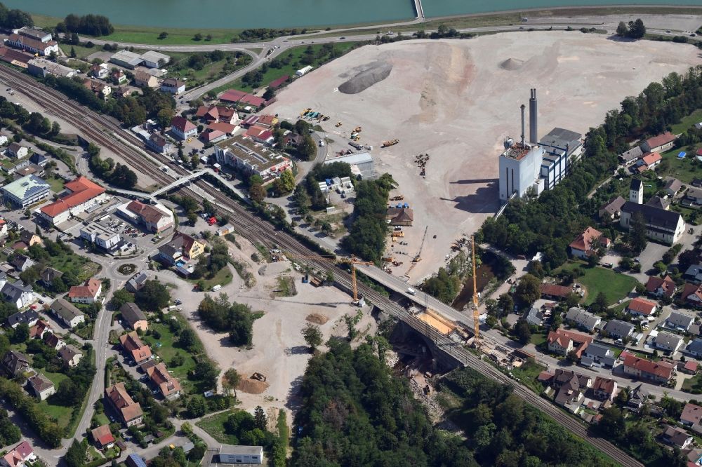 Aerial photograph Albbruck - Demolition work on the site of the industry- ruins of former Papierfabrik Albbruck in Albbruck in the state Baden-Wurttemberg, Germany