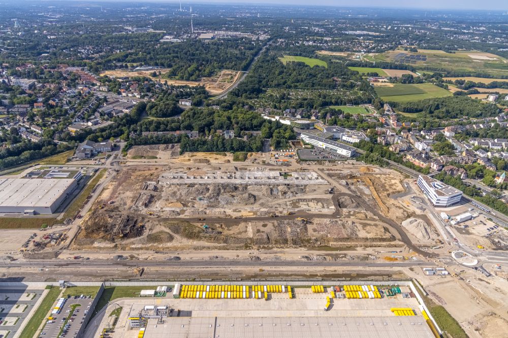 Aerial image Bochum - Demolition work on the site of the Industry- ruins on Opelring in Bochum at Ruhrgebiet in the state North Rhine-Westphalia, Germany