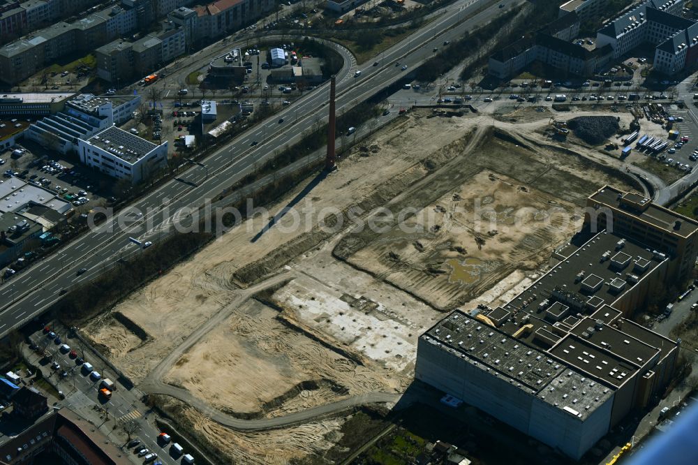 Berlin from the bird's eye view: Demolition work on the site of the Industry- ruins Tabakfabrik Reemtsma on street Forckenbeckstrasse in the district Schmargendorf in Berlin, Germany