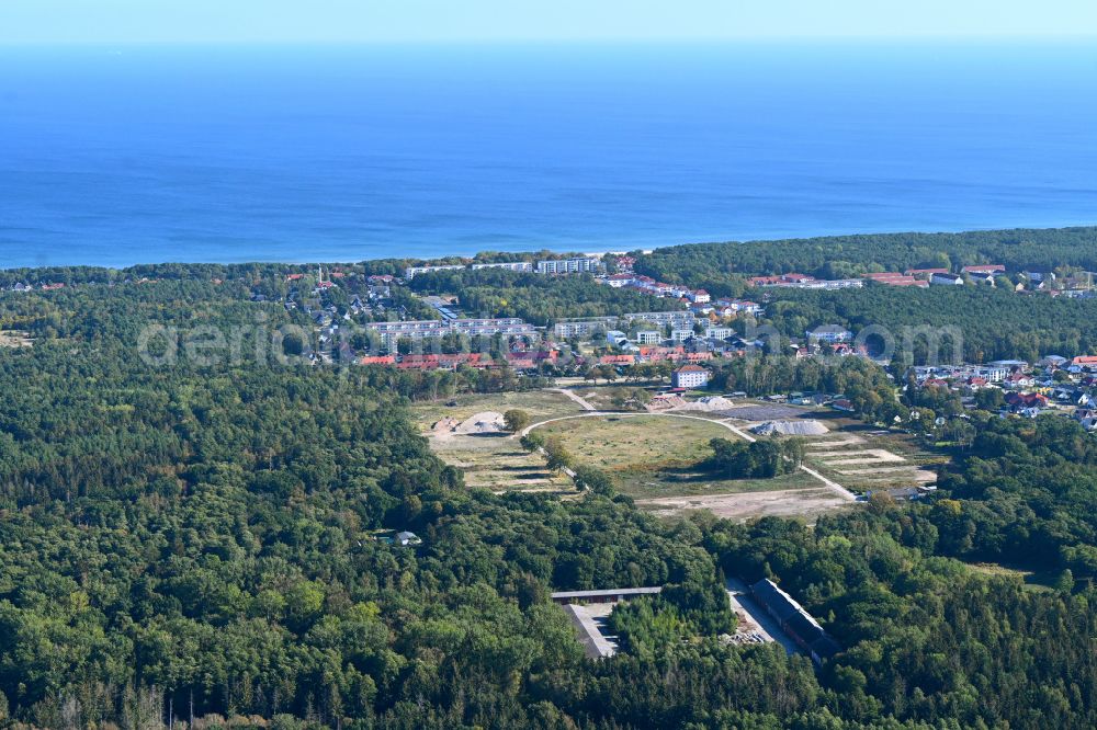 Aerial image Karlshagen - Demolition and clearance work on the building complex of the former military barracks Schuetzenstrasse - Alte Peenemuender Strasse in Karlshagen on the island of Usedom in the state Mecklenburg - Western Pomerania, Germany