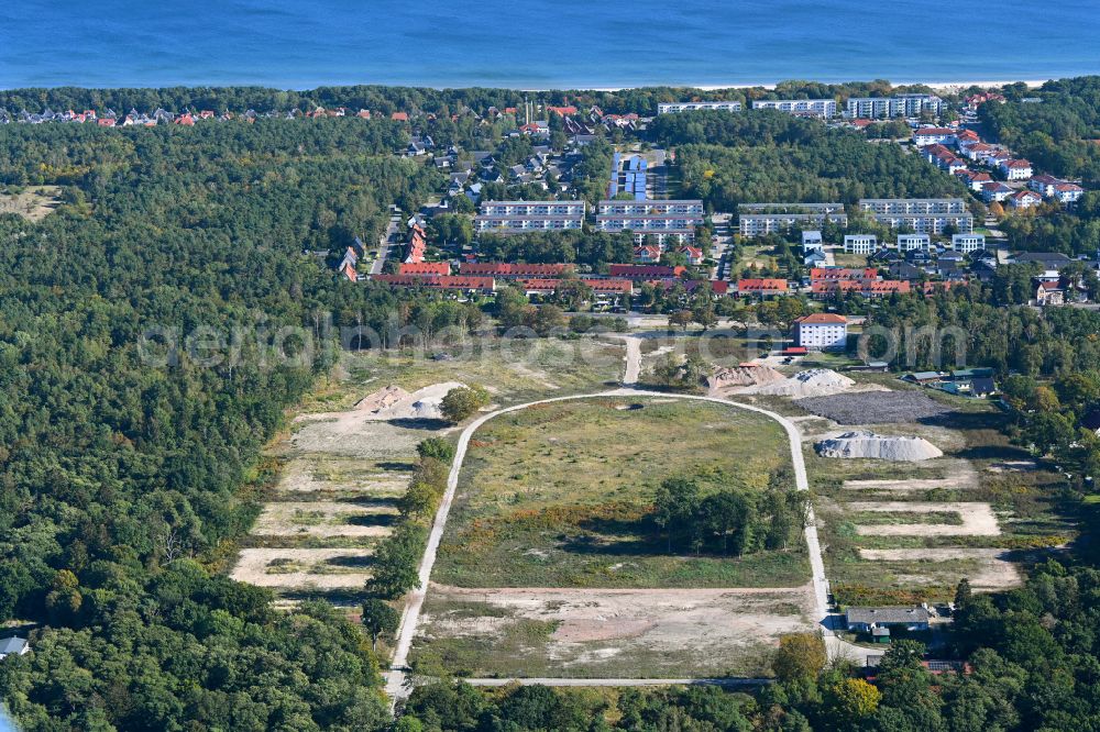 Aerial image Karlshagen - Demolition and clearance work on the building complex of the former military barracks Schuetzenstrasse - Alte Peenemuender Strasse in Karlshagen on the island of Usedom in the state Mecklenburg - Western Pomerania, Germany