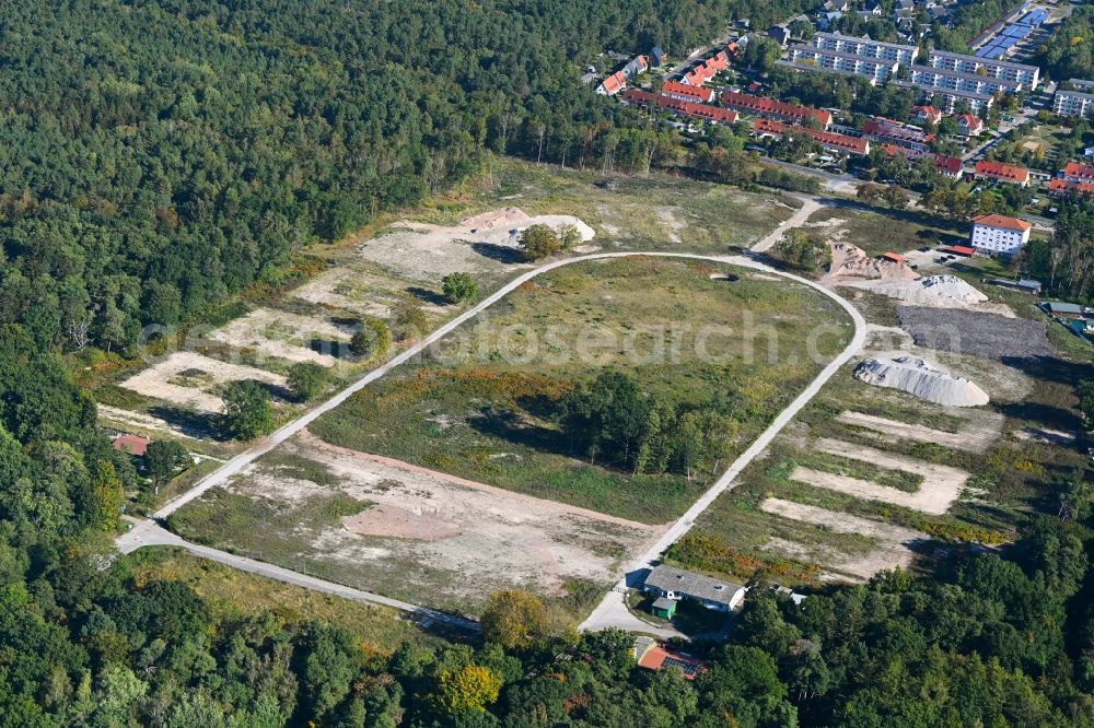 Karlshagen from above - Demolition and clearance work on the building complex of the former military barracks Schuetzenstrasse - Alte Peenemuender Strasse in Karlshagen on the island of Usedom in the state Mecklenburg - Western Pomerania, Germany