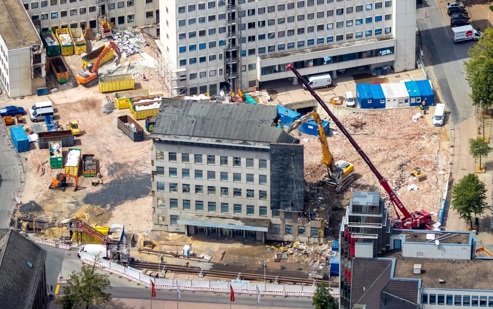 Aerial photograph Bochum - Demolition area of office buildings Home of old curt Landsgericht - Amtsgericht in the district Innenstadt in Bochum in the state North Rhine-Westphalia, Germany