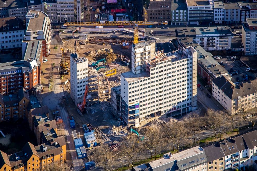Aerial photograph Bochum - Demolition area of office buildings Home of old curt Landsgericht - Amtsgericht in the district Innenstadt in Bochum in the state North Rhine-Westphalia, Germany