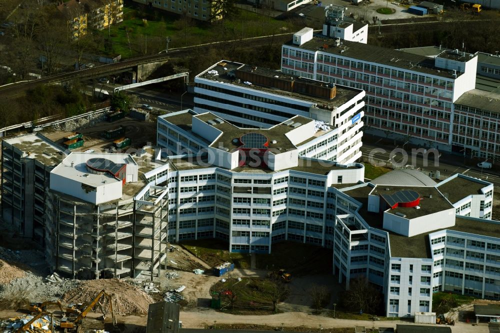 Aerial photograph Frankfurt am Main - Demolition area of office buildings Home Avaya-Areal between of Rebstoecker Strasse and Kleyer- and Ackermannstrasse in the district Gallus in Frankfurt in the state Hesse, Germany