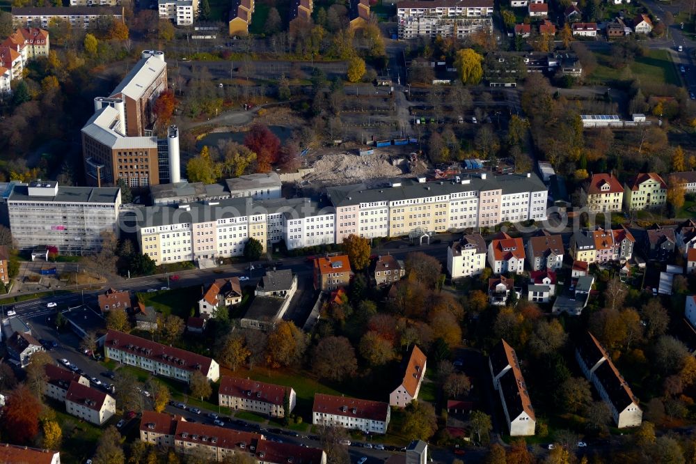 Aerial image Göttingen - Demolition area of office buildings Home of Gothaer-Versicherung in Goettingen in the state Lower Saxony, Germany