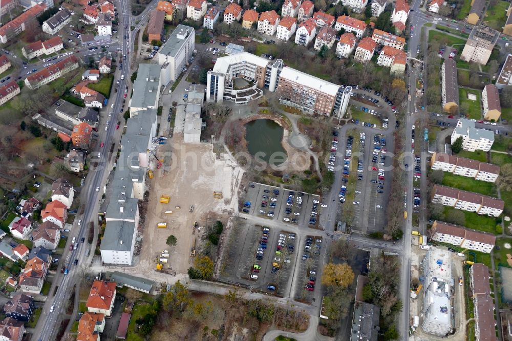 Göttingen from above - Demolition area of office buildings Home of Gothaer-Versicherung in Goettingen in the state Lower Saxony, Germany