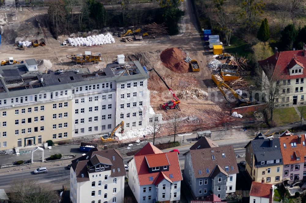 Göttingen from the bird's eye view: Demolition area of office buildings Home of Gothaer-Versicherung in Goettingen in the state Lower Saxony, Germany