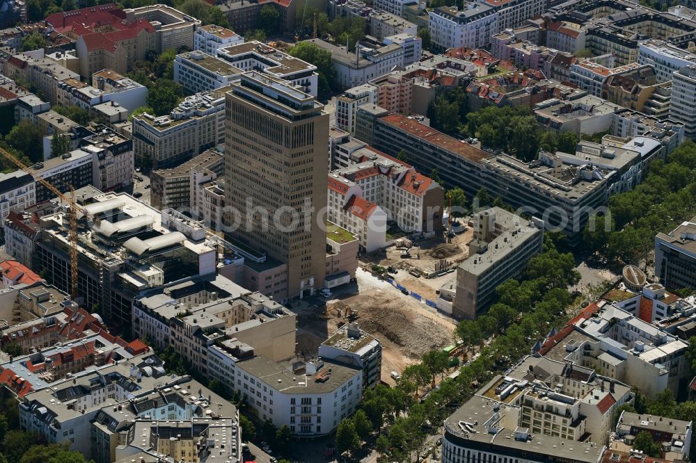 Berlin from above - Demolition area of office buildings Home on Kurfuerstendamm-Karree in the district Charlottenburg in Berlin, Germany