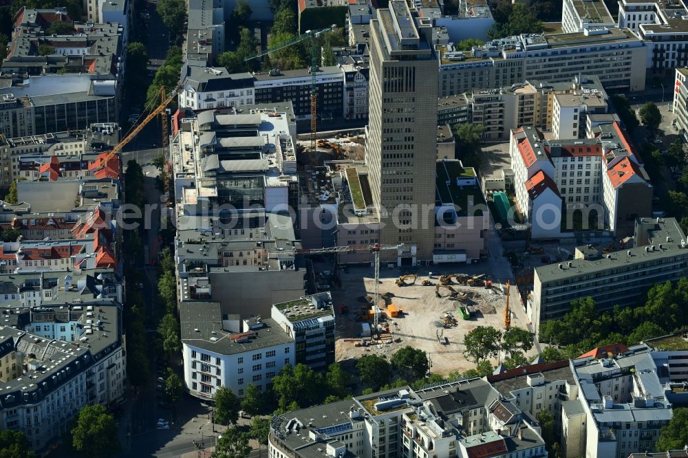 Aerial photograph Berlin - Demolition area of office buildings Home on Kurfuerstendamm-Karree in the district Charlottenburg in Berlin, Germany