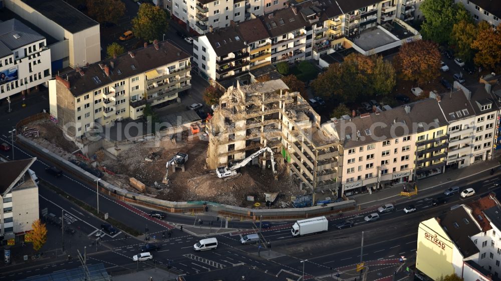Bonn from above - Demolition area of office buildings Home Volksfuersorgehaus in Bonn in the state North Rhine-Westphalia, Germany