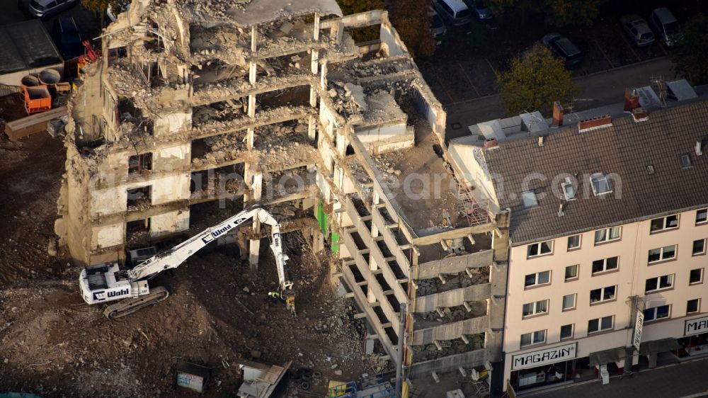 Aerial photograph Bonn - Demolition area of office buildings Home Volksfuersorgehaus in Bonn in the state North Rhine-Westphalia, Germany