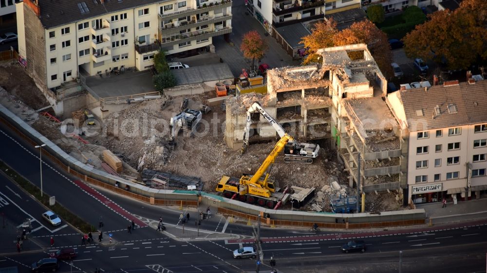 Bonn from the bird's eye view: Demolition area of office buildings Home Volksfuersorgehaus in Bonn in the state North Rhine-Westphalia, Germany