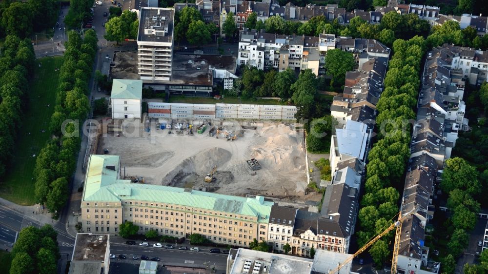 Aerial photograph Bonn - Demolition area of office buildings Home of Zurichversicherung, formerly Deutscher Herold on Poppelsdorfer Allee in the district Suedstadt in Bonn in the state North Rhine-Westphalia, Germany
