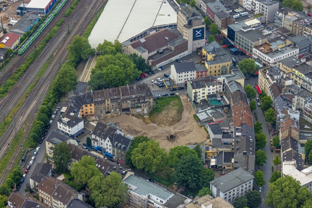 Aerial image Bochum - Demolition surface in an inner courtyard in the cross street in Bochum in the federal state North Rhine-Westphalia