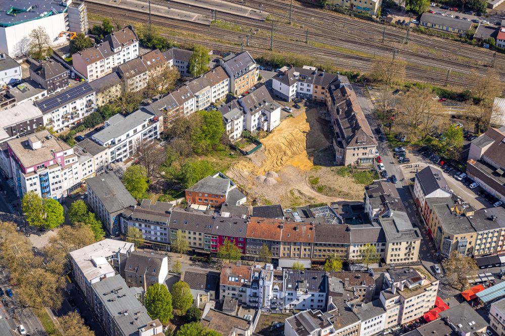 Aerial image Bochum - Demolition surface in an inner courtyard in the cross street in the district Innenstadt in Bochum in the federal state North Rhine-Westphalia