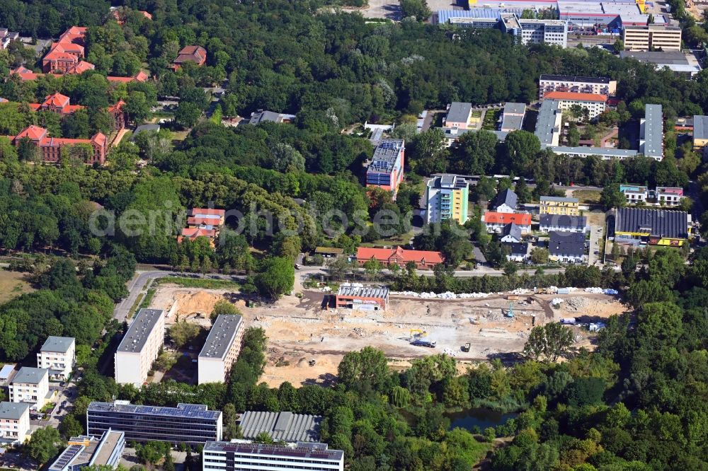 Aerial photograph Berlin - Demolition of the building area of ehemals genutzt von of Hochschule fuer Technik and Wirtschaft (HTW) in of Allee of Kosmonauten in the district Lichtenberg in Berlin, Germany