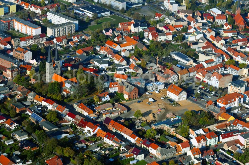 Aerial photograph Burg - Demolition of the building area on Bruederstrasse in Burg in the state Saxony-Anhalt, Germany