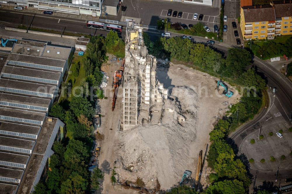 Aerial photograph Würzburg - Demolition and dismantling of the high-rise building on Friedrich-Spee-Strasse in the district Sanderau in Wuerzburg in the state Bavaria, Germany