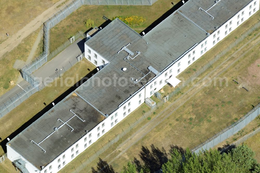 Eisenhüttenstadt from the bird's eye view: Deportation jail - Depository in Asylunterkunfts- building ZABH central immigration office in Eisenhuettenstadt in Brandenburg